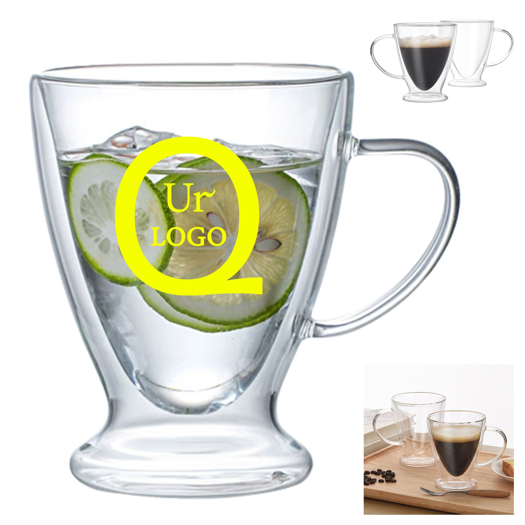 10Oz Double Wall Glass Coffee Mug 1