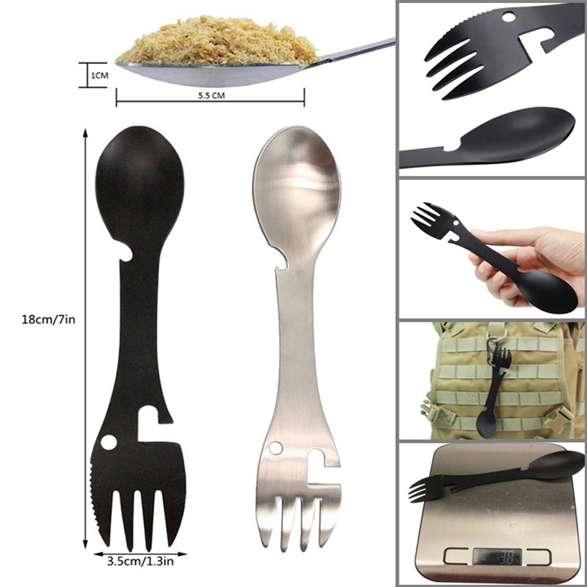 Multifunctional Camping Cookware Spoon Fork Bottle Opener 3