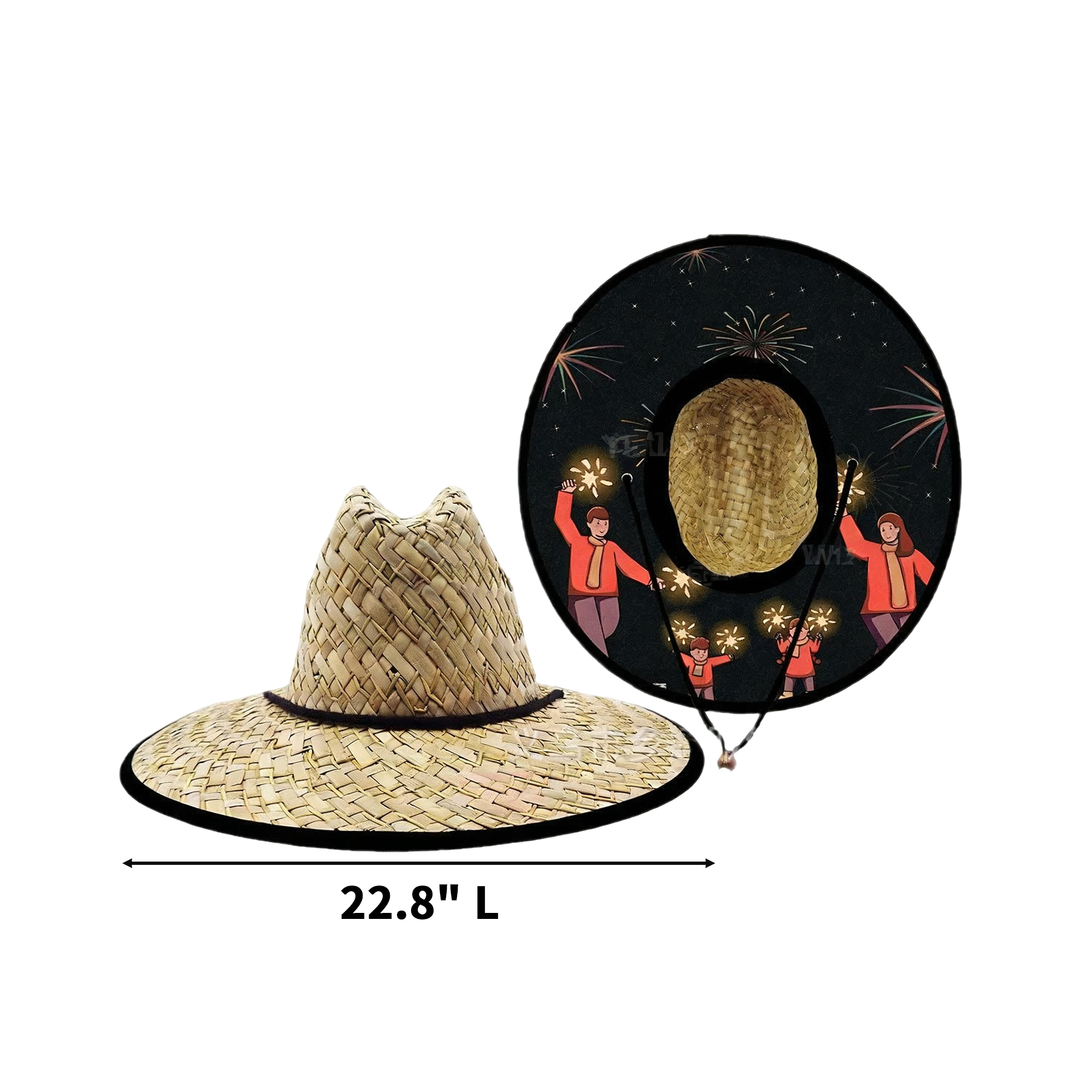 Wide Brim Straw Sun Hat With Adjustable Cord 3