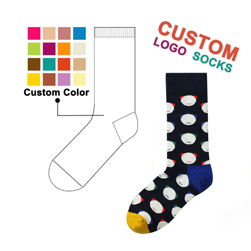 Custom Heat Transfer Bear Head Pattern Dress Socks 9