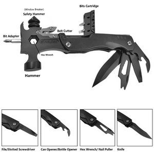 Stainless Steel Hex Wrench Safety Hammer Tool Kit With Flashlight 6