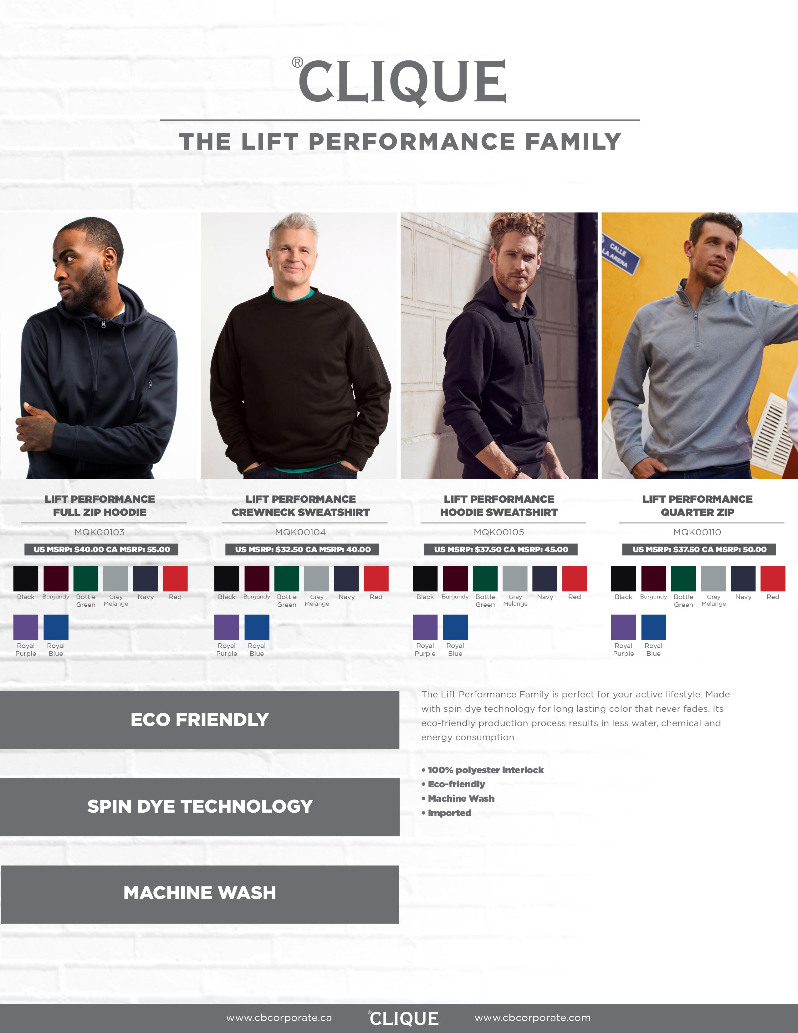 Clique Lift Solution-dyed Performance Unisex Crewneck Sweatshirt 1