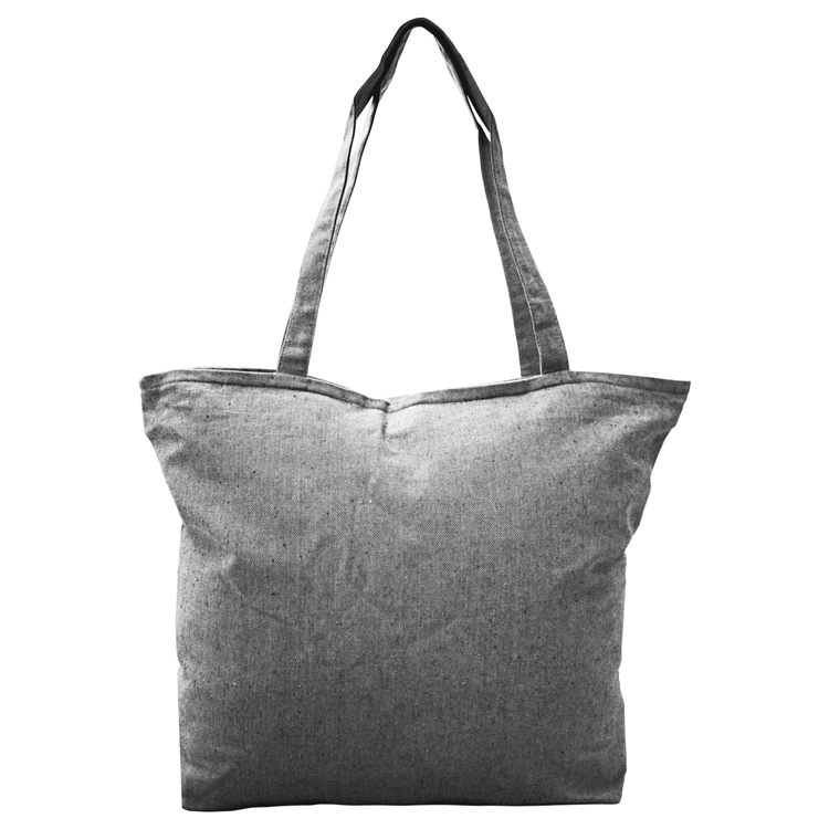 Super Sale- Zippered Top Grey Tweed Cotton Tote 4