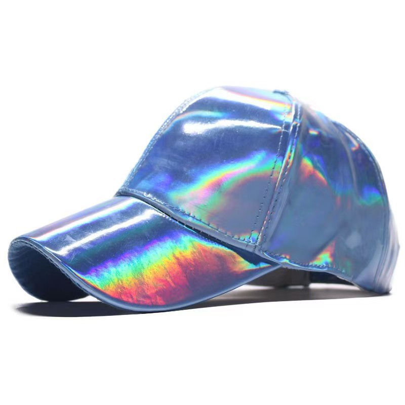 Shiny Metallic PU Baseball Cap Holographic Hip Hop Hat 6