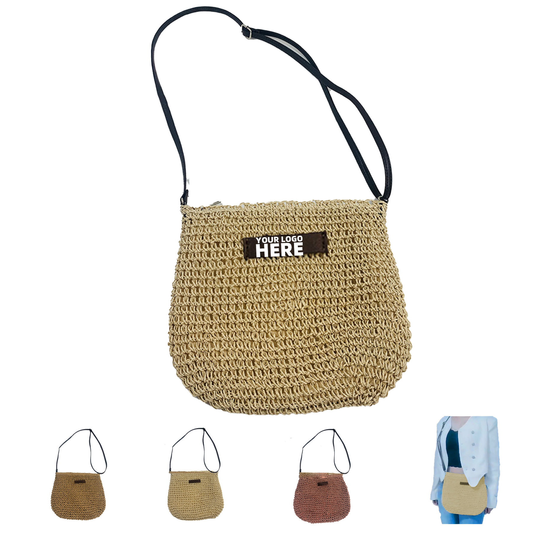 Straw Woven Bag, custom tote bag with logo imprint 2