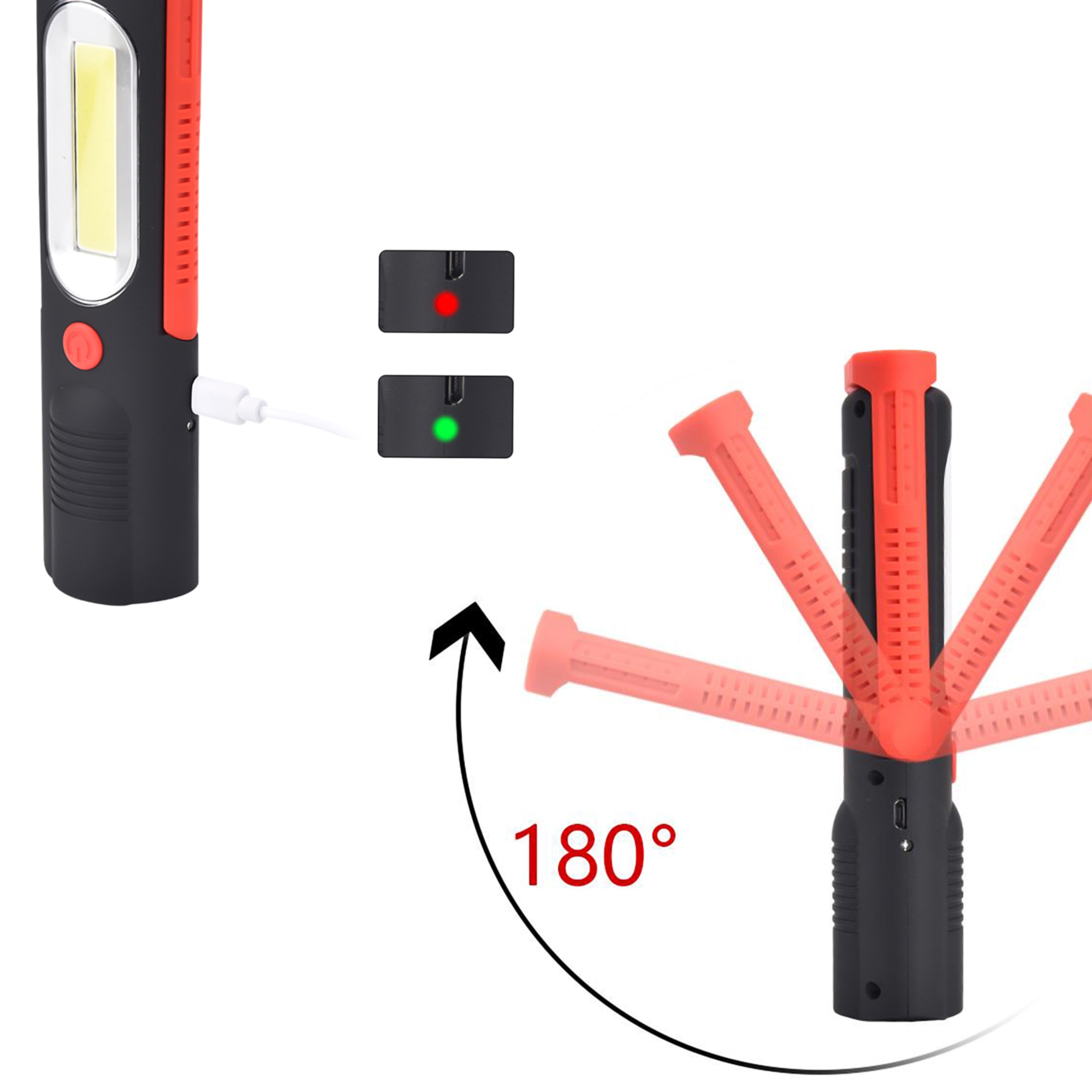 Magnetic USB Rechargeable LED Work Light w/Stand 5