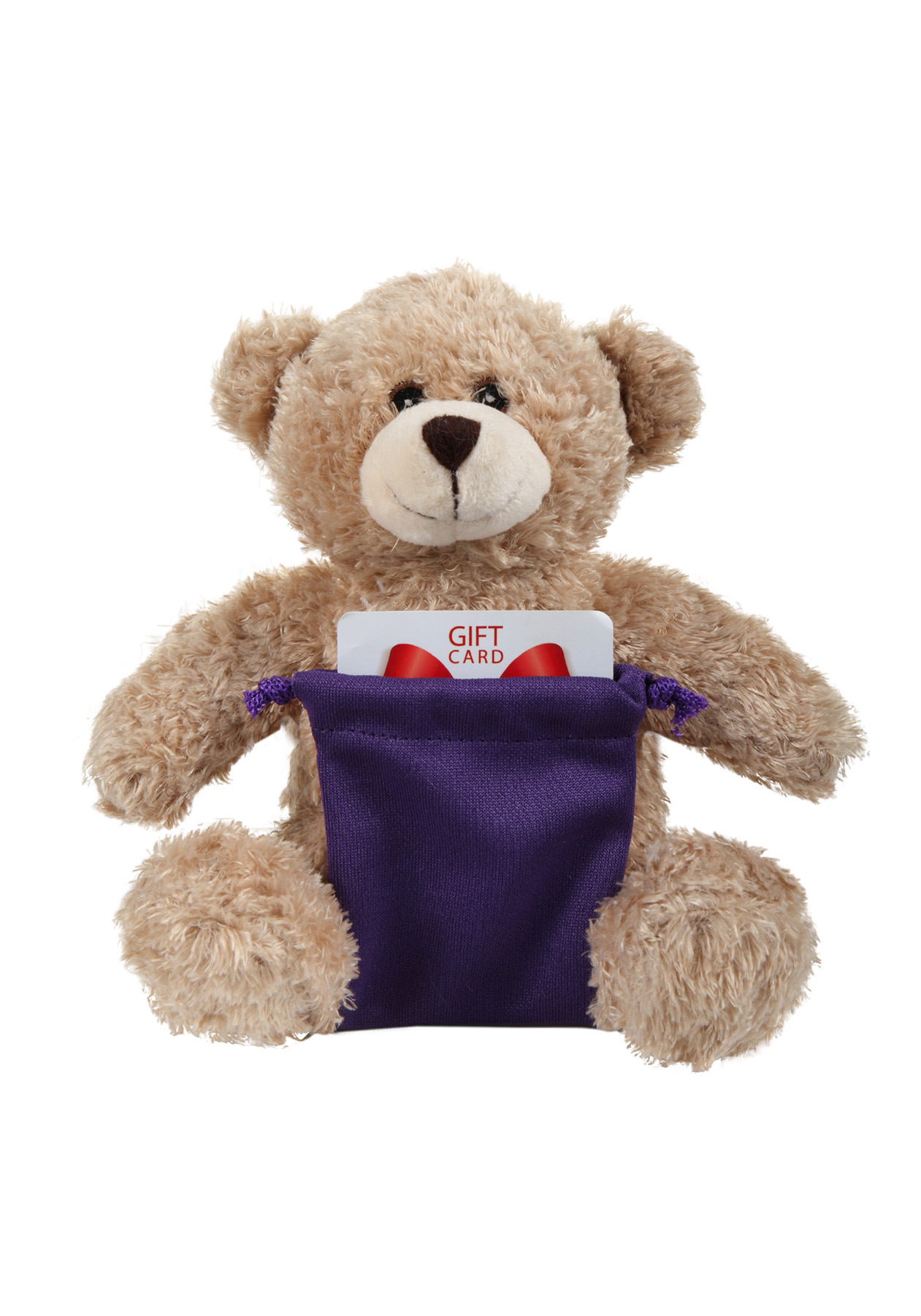 soft plush Tan Bear with gift card sack