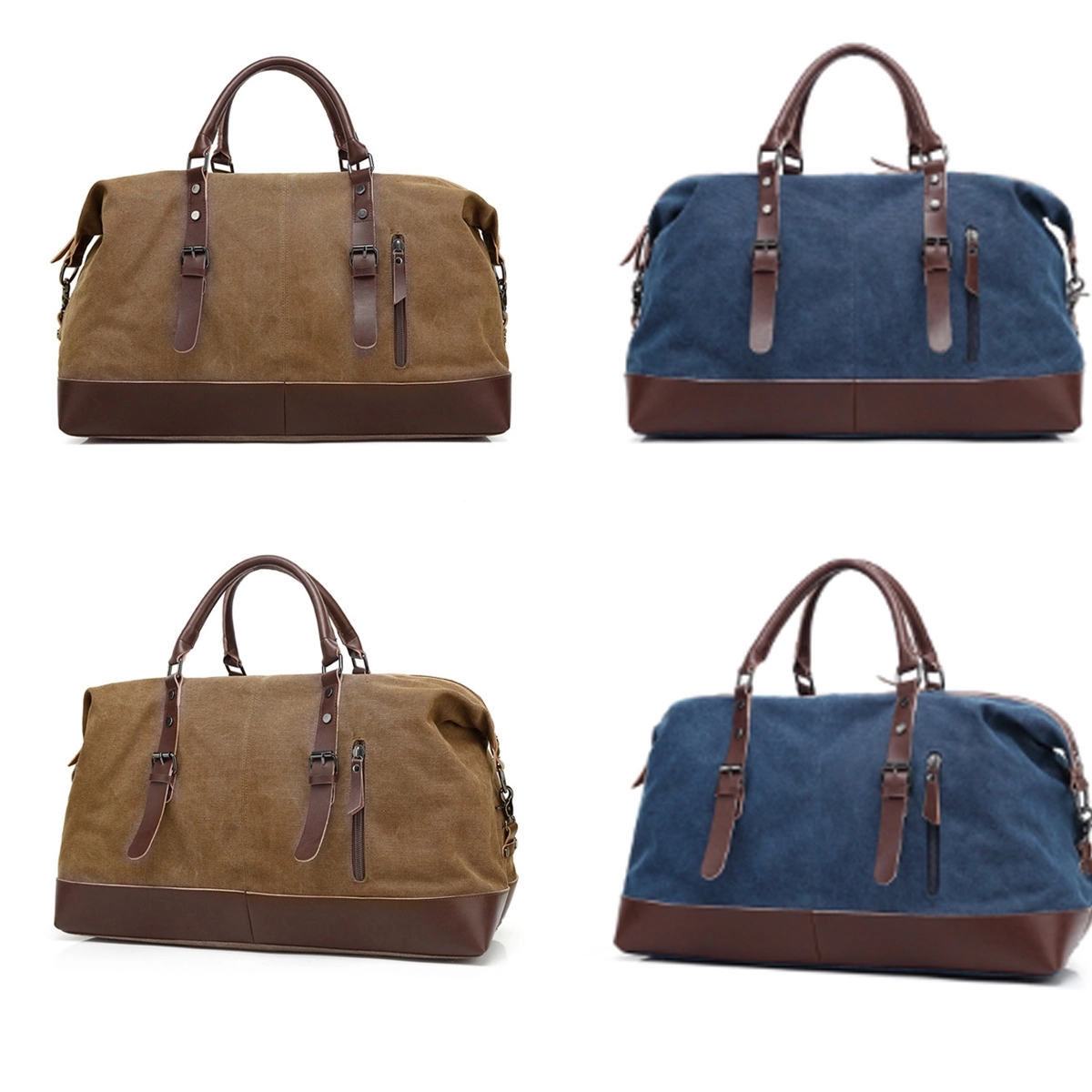 Canvas PU Leather Travel Tote Duffel Bag Carry On 5