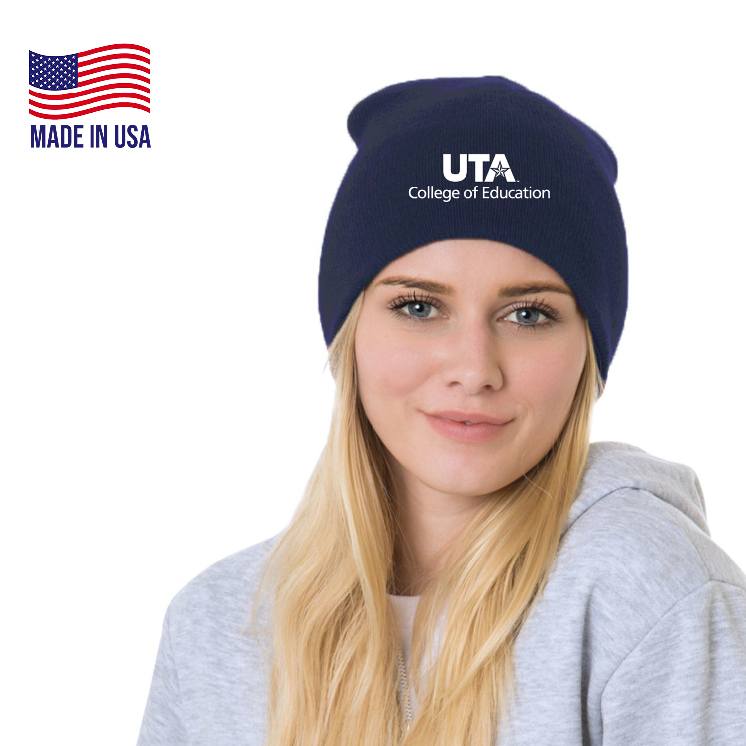 100% USA-Union Made 8" Headwear Acrylic Knit Beanie 1