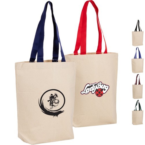 Colored Handle Cotton Tote Bag With Gusset, custom tote bag with logo imprint 3