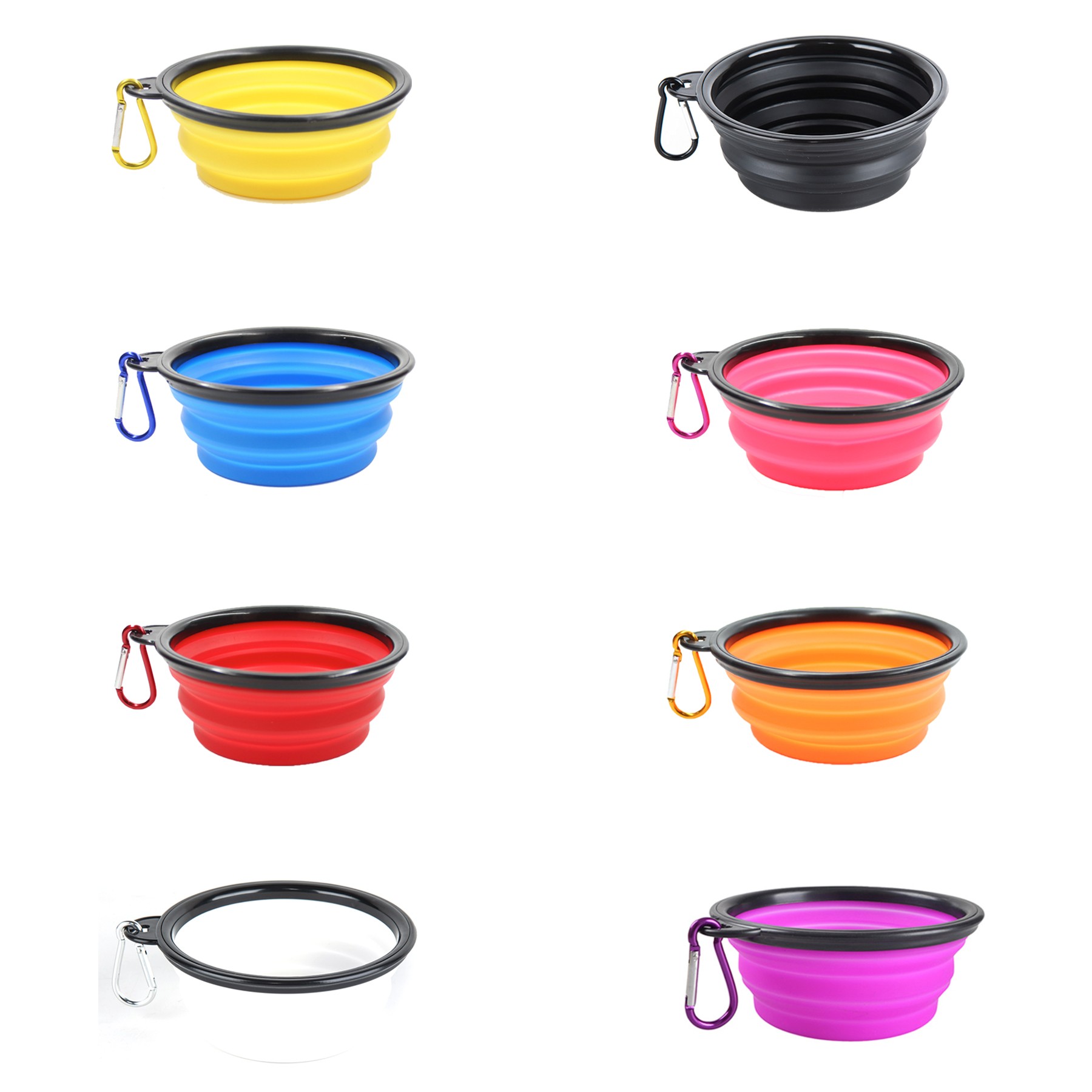 Collapsible Silicone Pet Bowl W/Carabiners 3