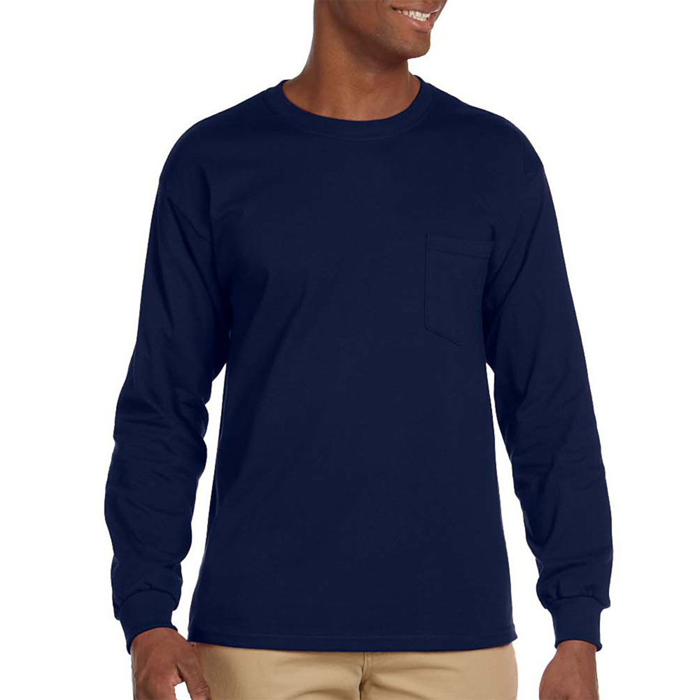 100% Cotton Long Sleeve Winter T-Shirt 6.1 oz with Pocket