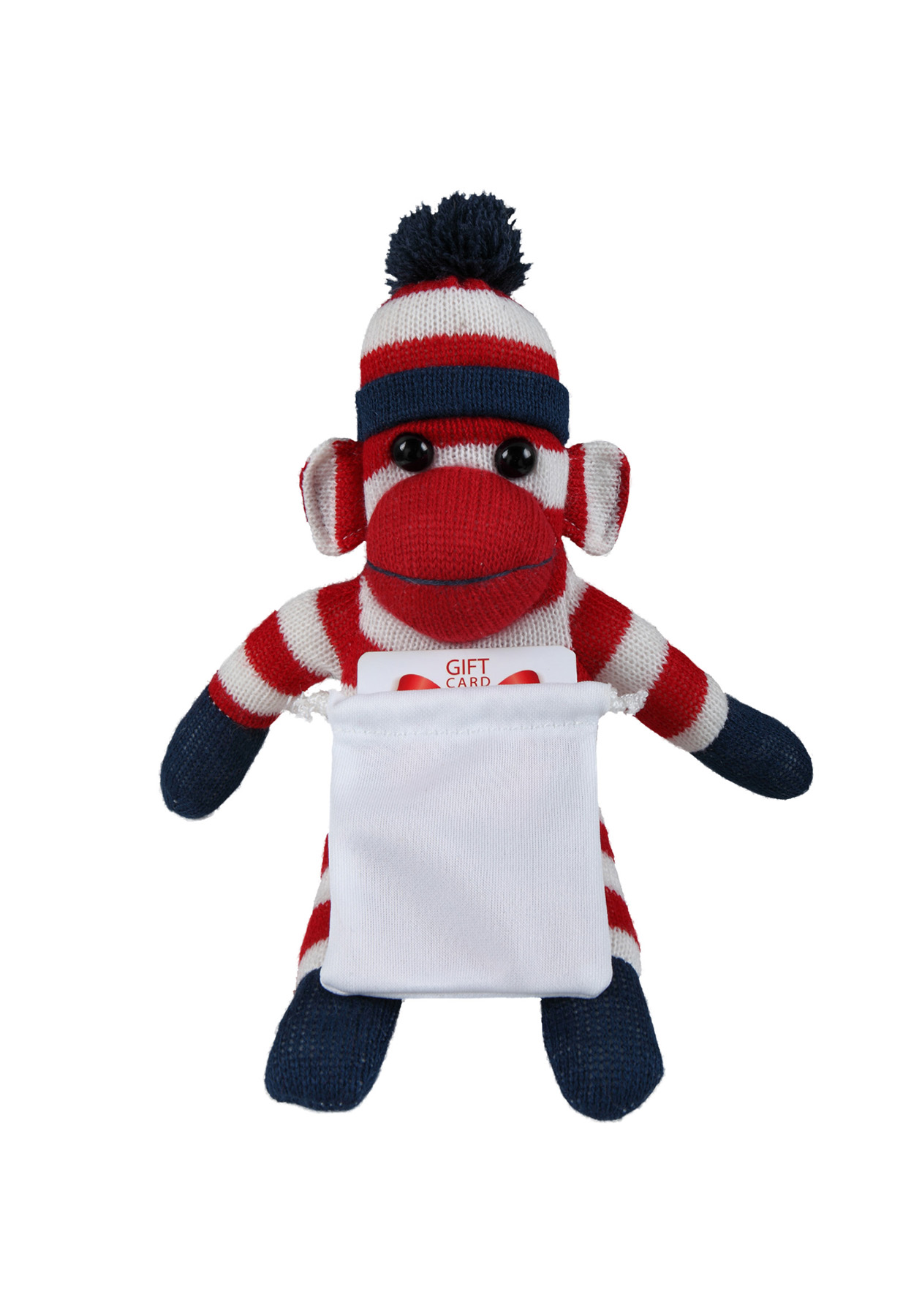 soft plush Patriotic Sock Monkey with gift card sack 2