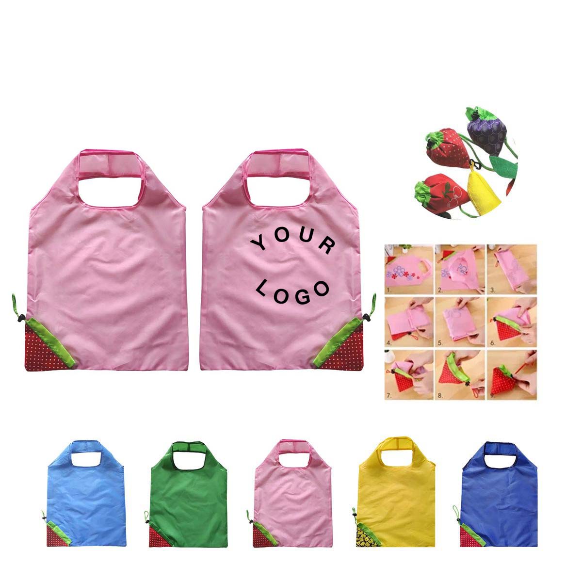 Reusable Strawberry Folding Shopping Bag Durable 3