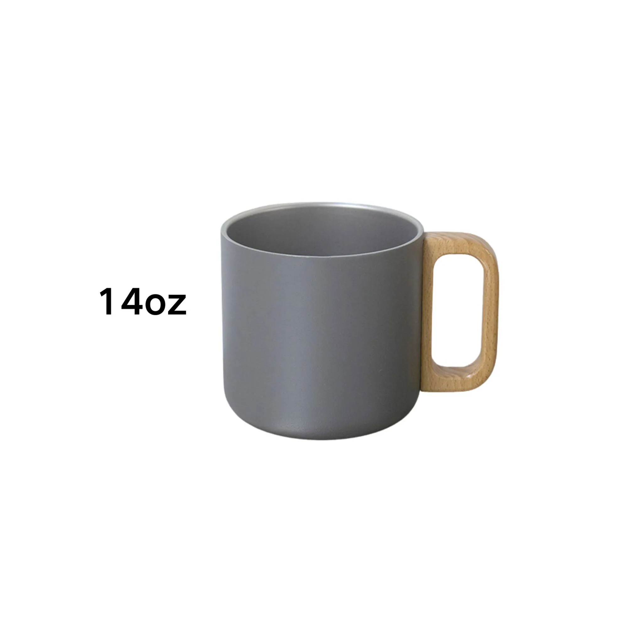 14oz Stainless Steel Double Layer Cup With Wooden Handle 4
