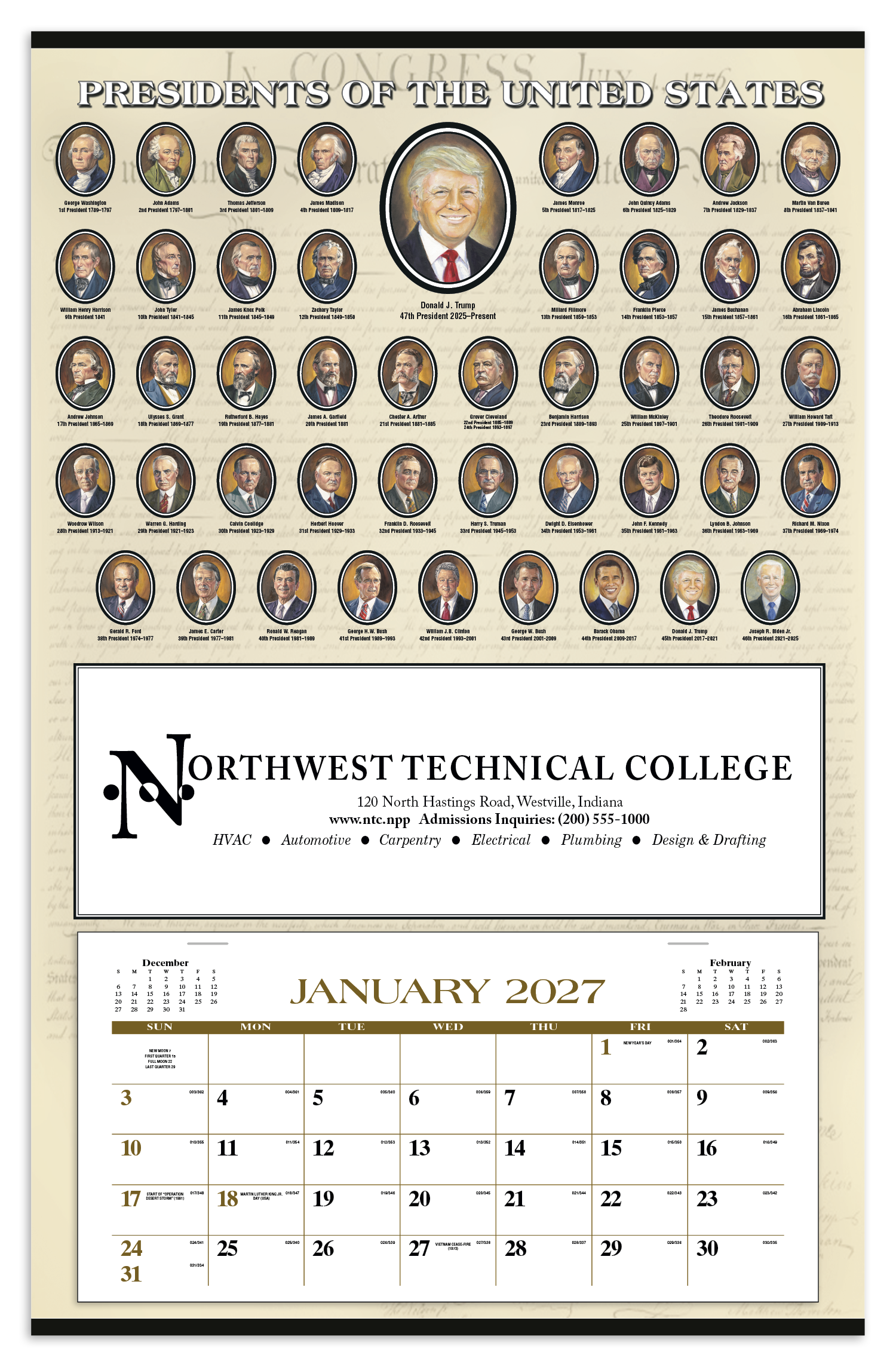 Triumph® Calendars Presidents Hanger 12-Month Calendar 9