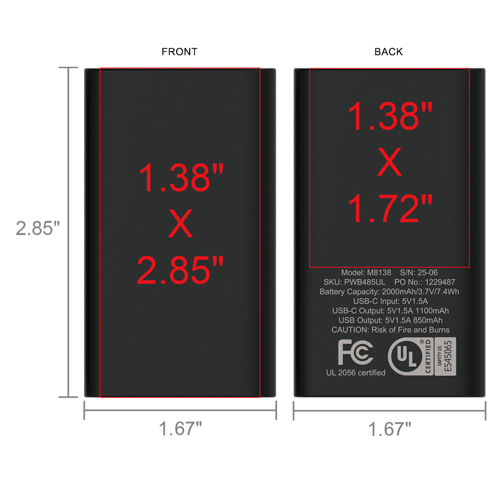 UL Certified 2000mAh Dual Port Compact Power Bank – Smaller Than a Credit Card Travel Charger 2