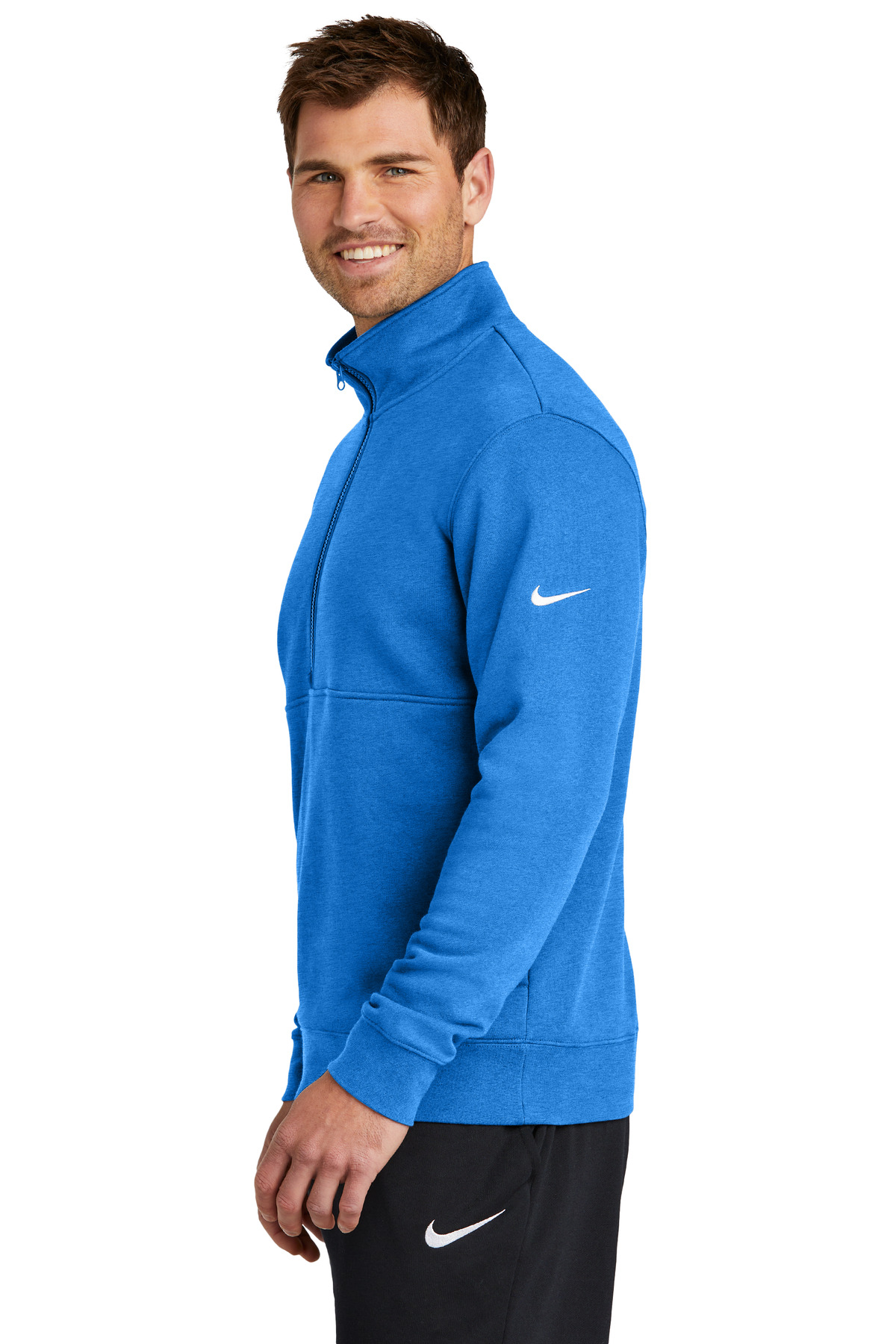 Nike Club Fleece Sleeve Swoosh 1/2-Zip NKDX6718, custom hoodie or sweatshirt with logo imprint 25