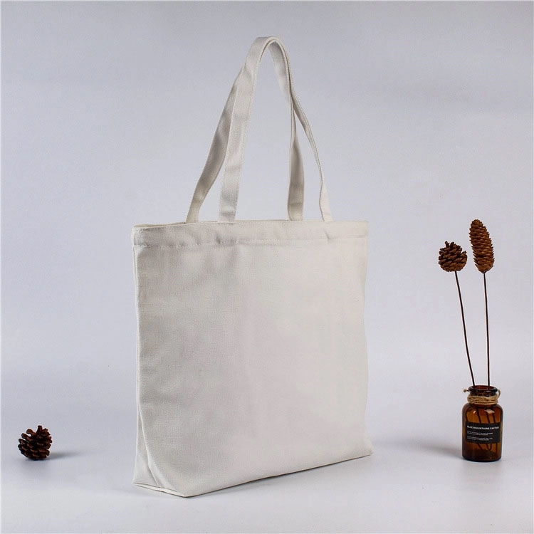 Custom White Canvas Tote with Zipper, custom tote bag with logo imprint 4