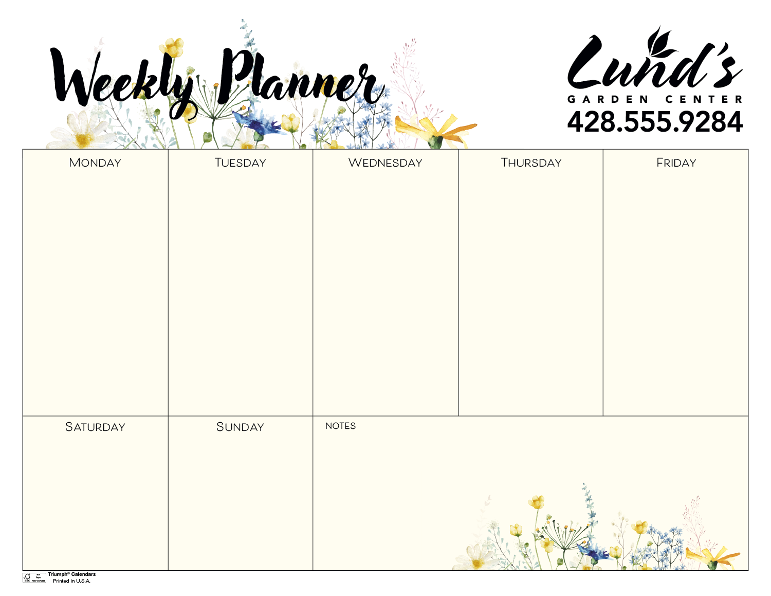 Triumph® Calendars Small Weekly Desk Pad - Floral 1