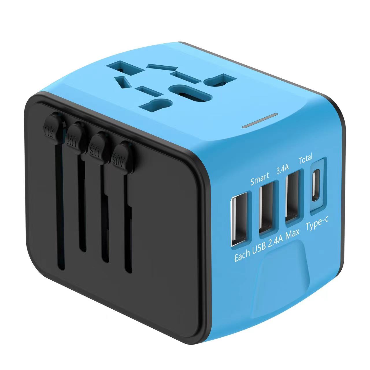 Plastic Universal Travel Adapter With Usb/Type-C 4