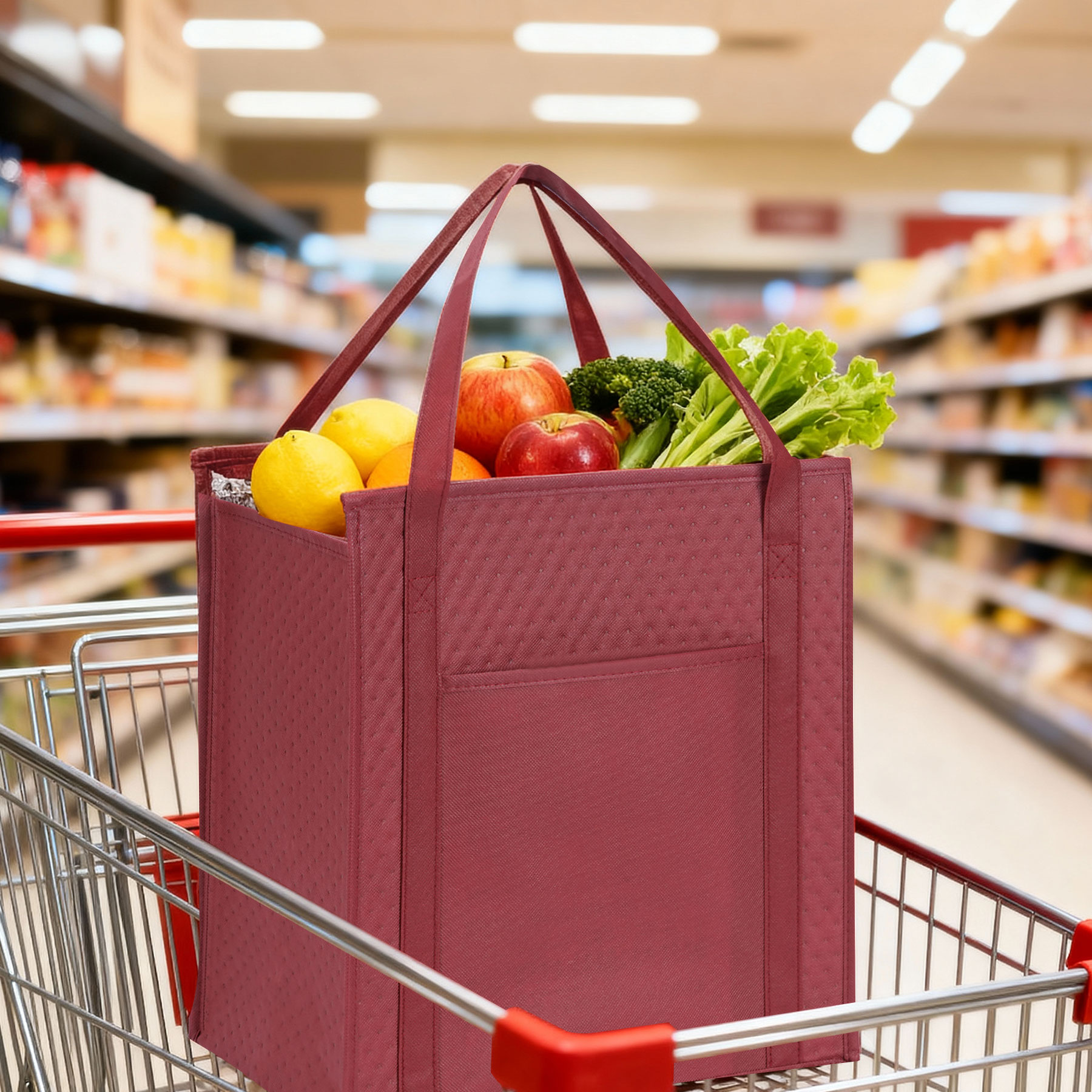 Non-Woven Cooler Tote Bag With Front Pocket & Bottle Holder 5