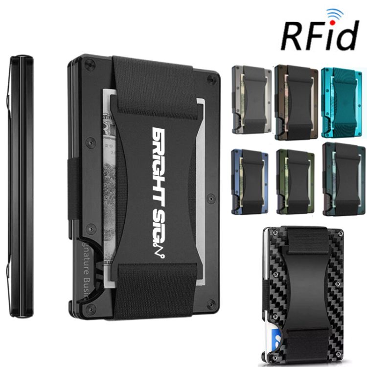 Minimalist Wallet Carbon Fiber Card Holder RFID Blocking Slim Front Pocket 1