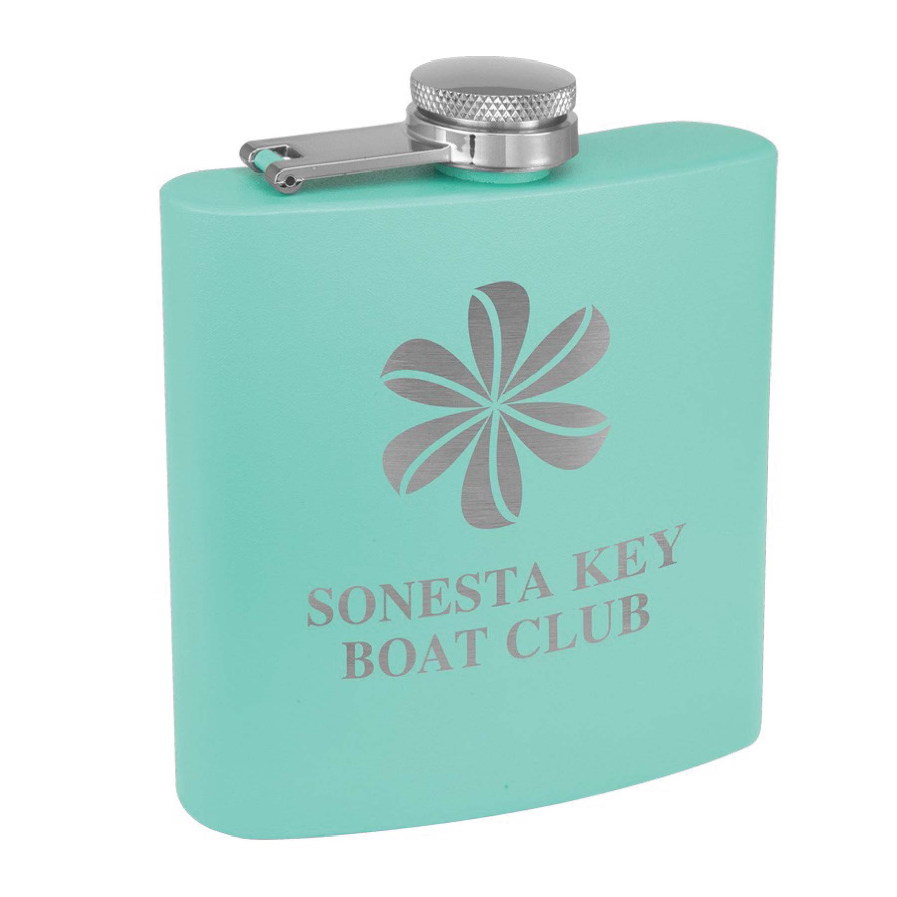 6oz. Matte Teal Powder Coated Stainless Steel Flask