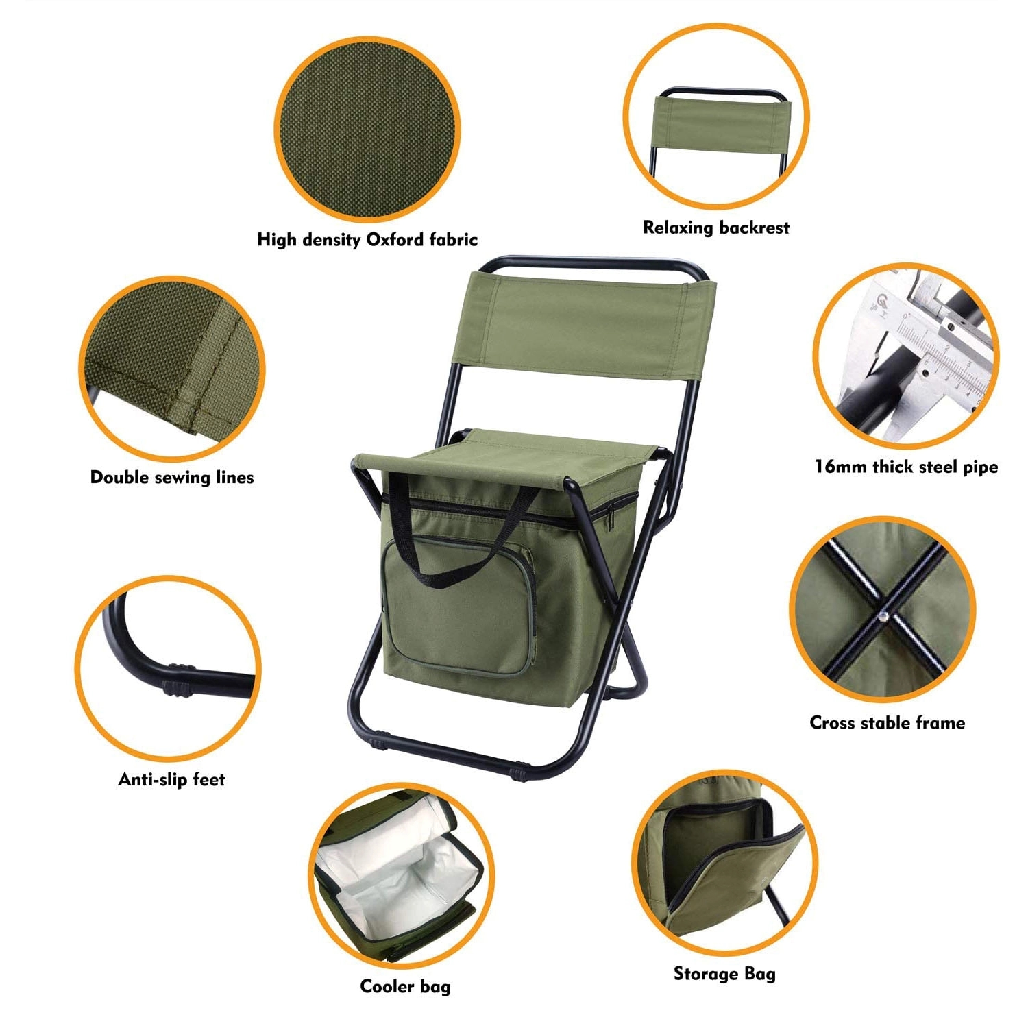 Foldable Camping Chair With Cooler Bag 2