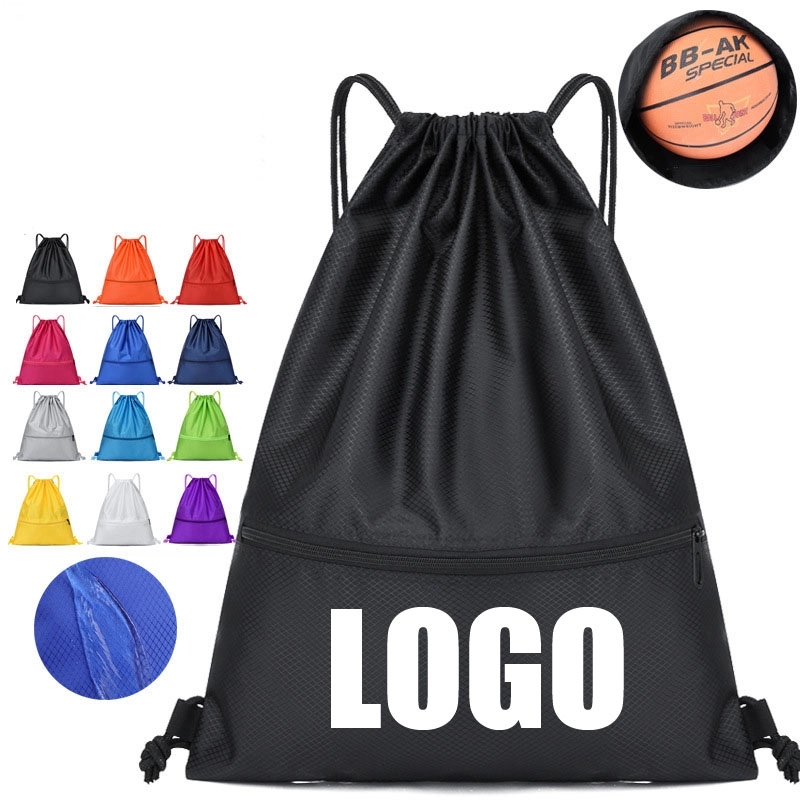 Custom Drawstring Backpack Bag, Waterproof,zipper pocket 6