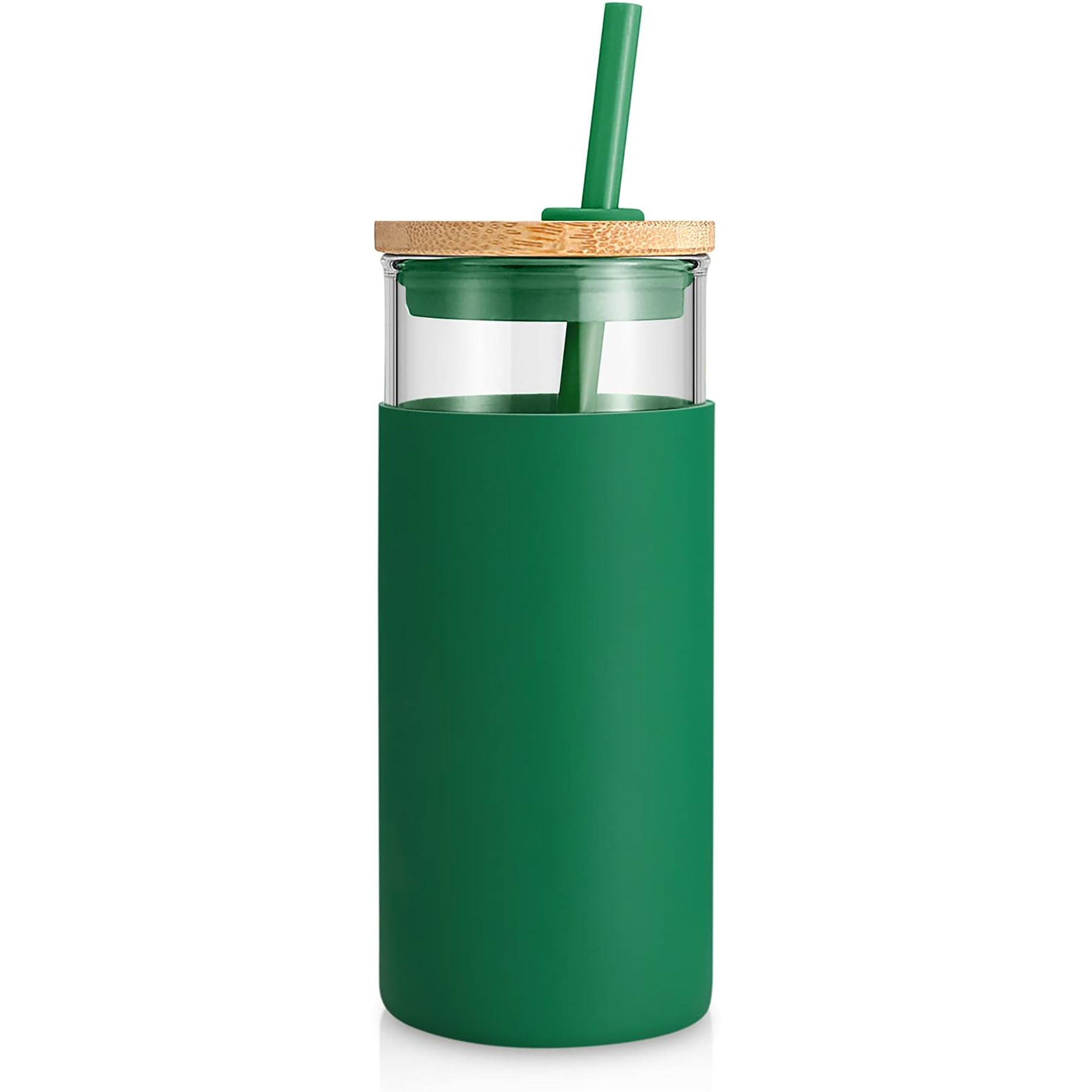 20 Oz Glass with Bamboo Lid and Straw 10