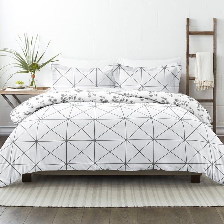 Reversible Duvet Cover Sets - Dark Gray Full-Queen 3 Piece 2
