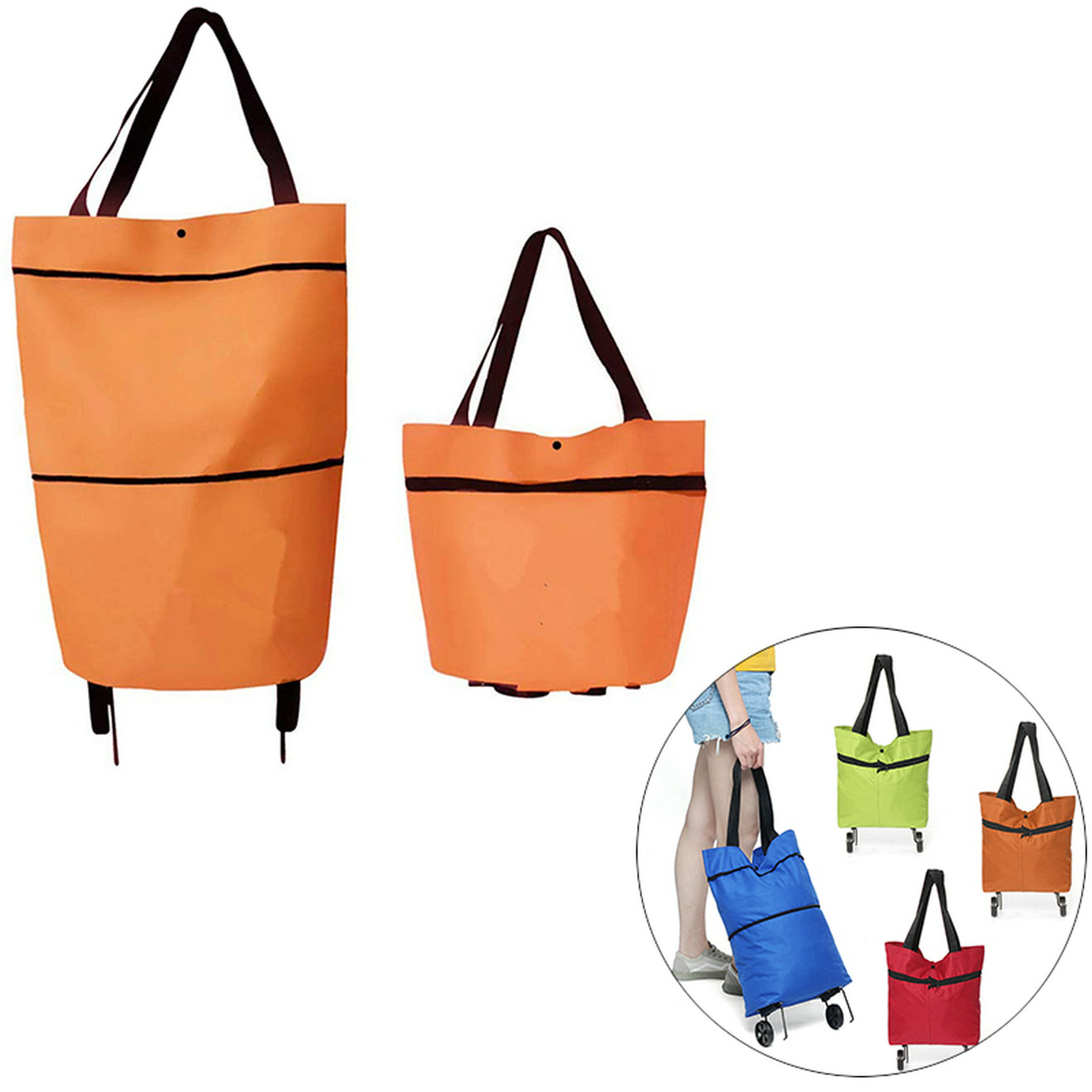 Collapsible Trolley Bag Folding Shopping Tote 2