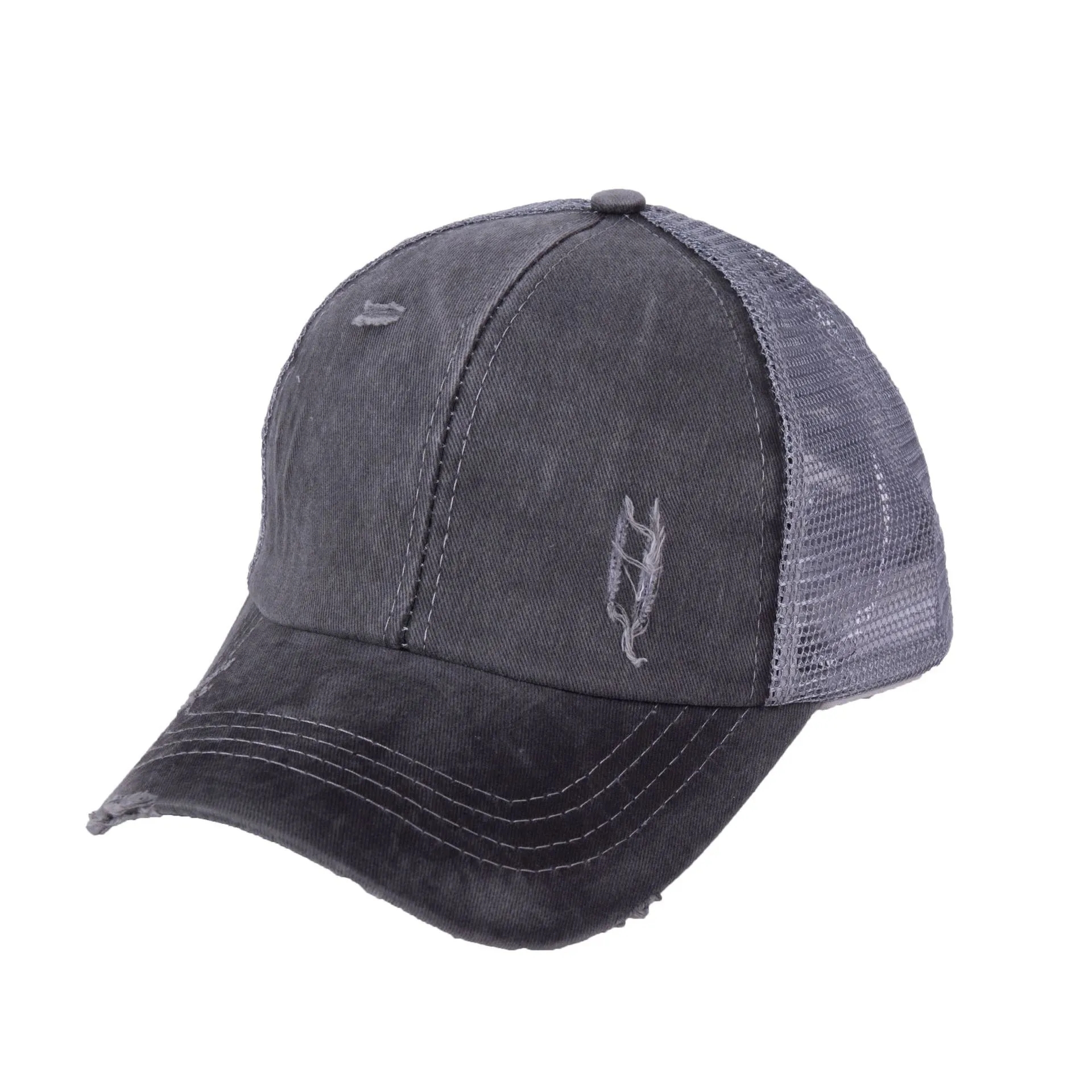 Washed Distressed Ponytail Baseball Cap 3