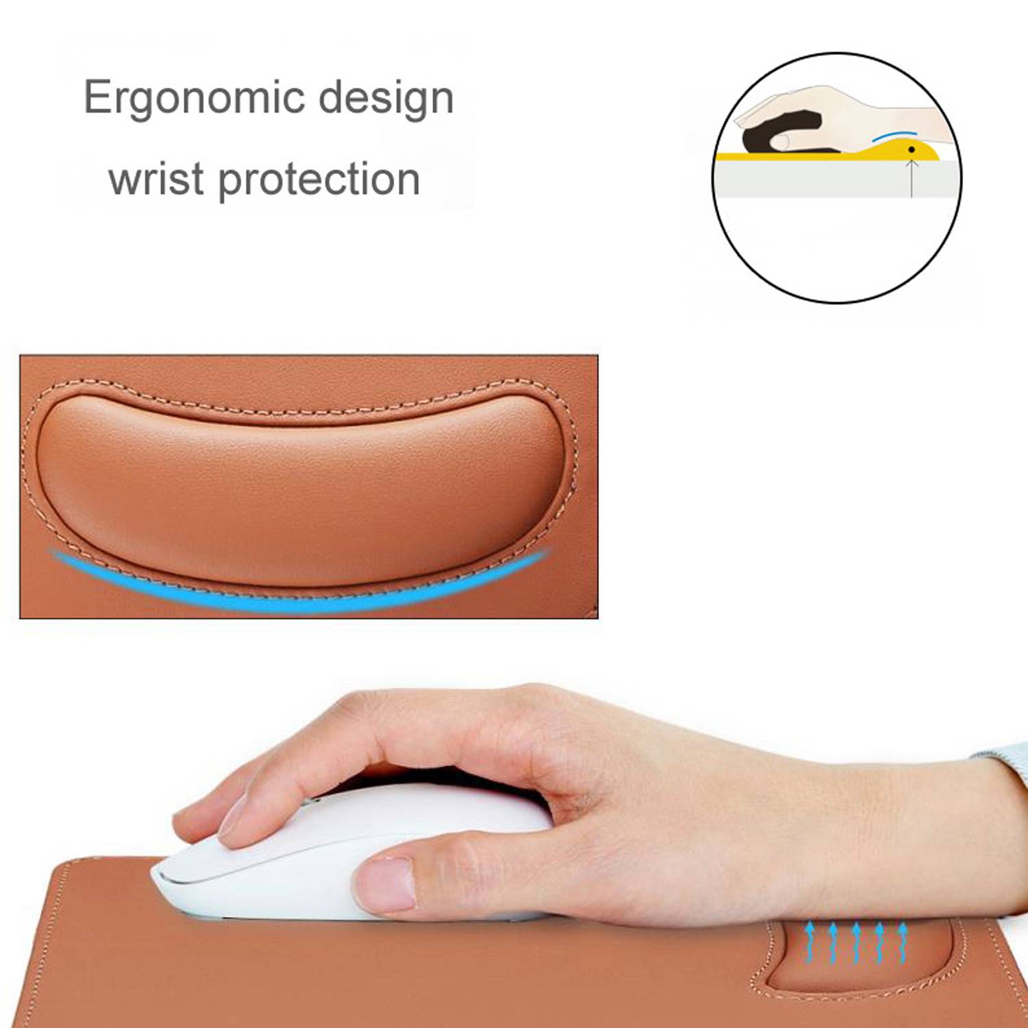 PU Leather 15W Fast Wireless Charging Mouse Pad 3