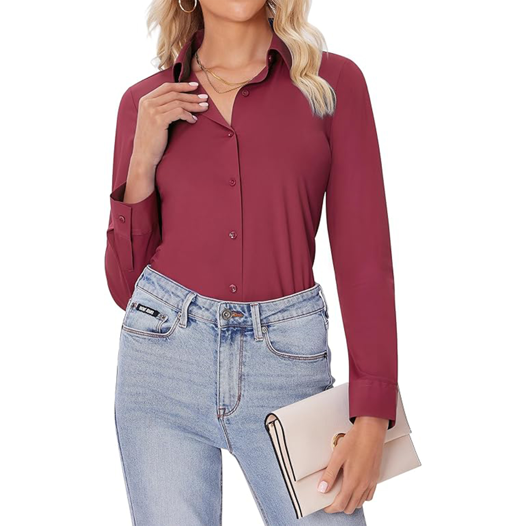 Women Long Sleeve Button Down Shirt 15