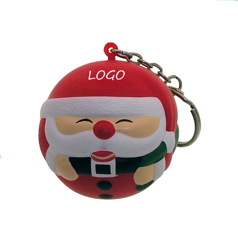 Santa Claus Christmas Themed Squishy Stress Reliever Toys w/ Keychain 1