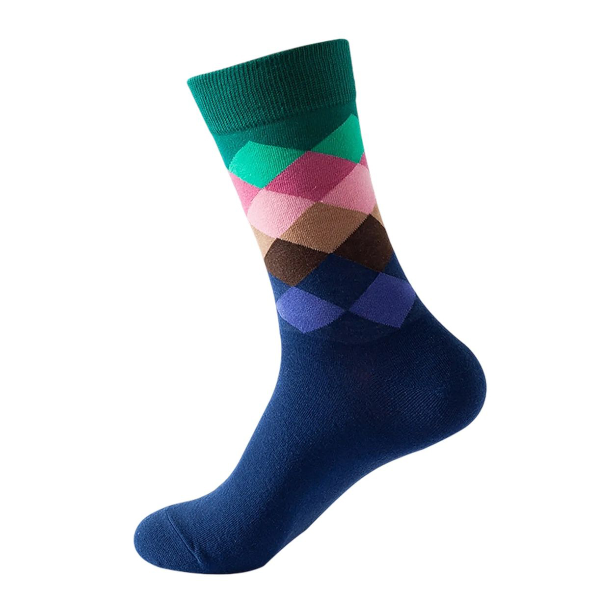 Cotton Crew Socks with Jacquard Pattern 28