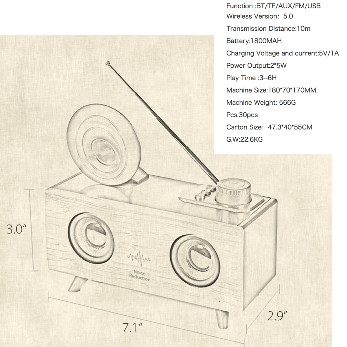 Retro Wireless Bluetooth Speaker 3