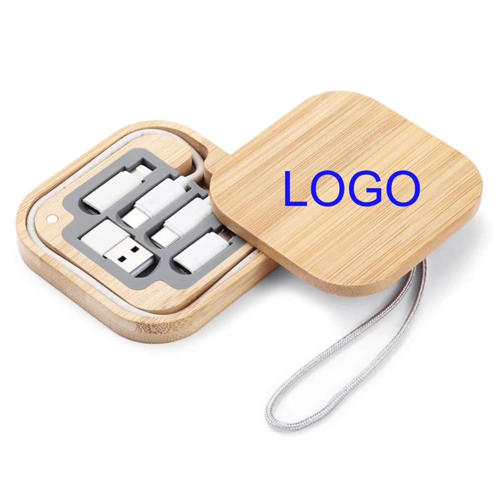 Bamboo Square Charging Cable / Accessory Kit 6