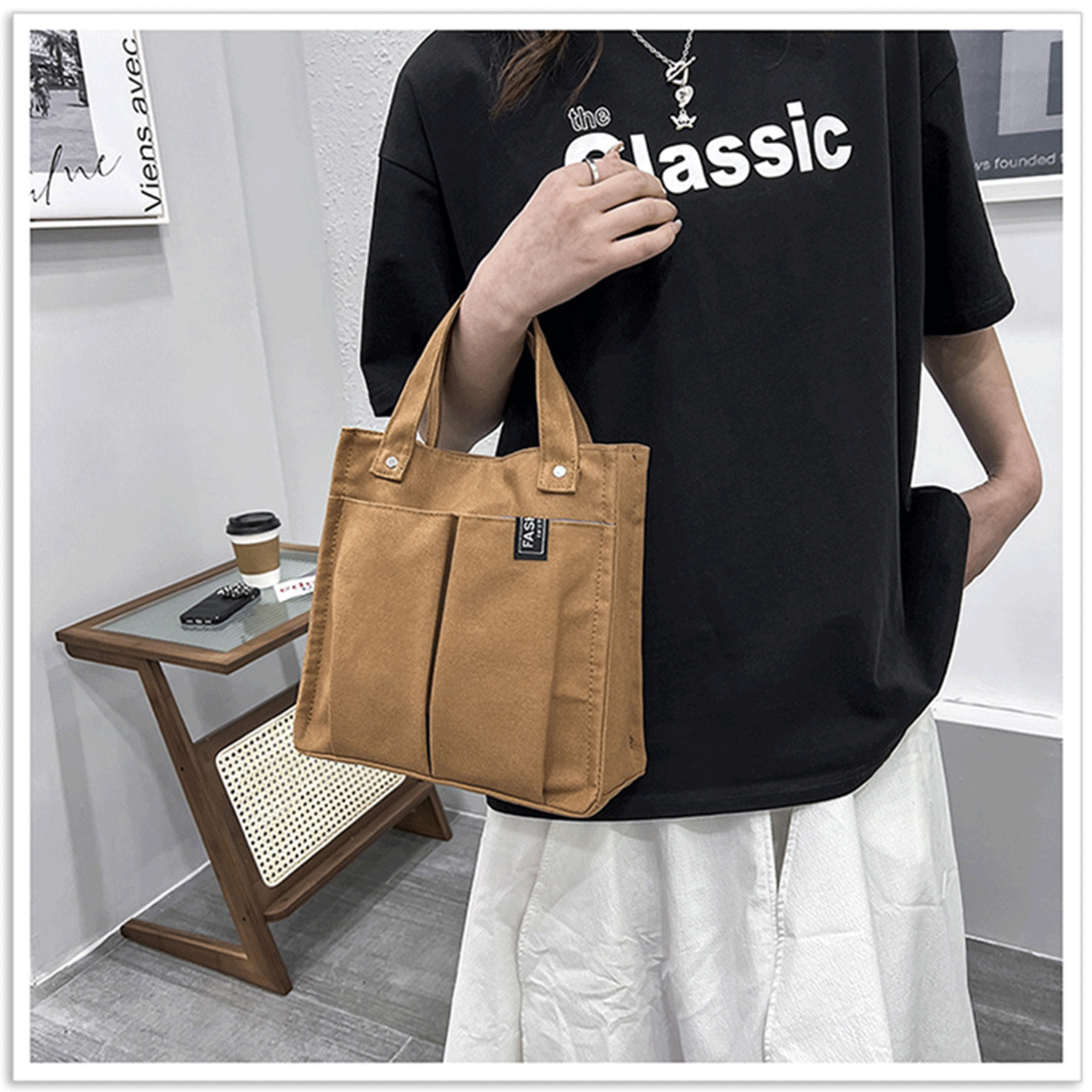 Multiple Pockets large shopping shoulder Canvas Tote Bag 18