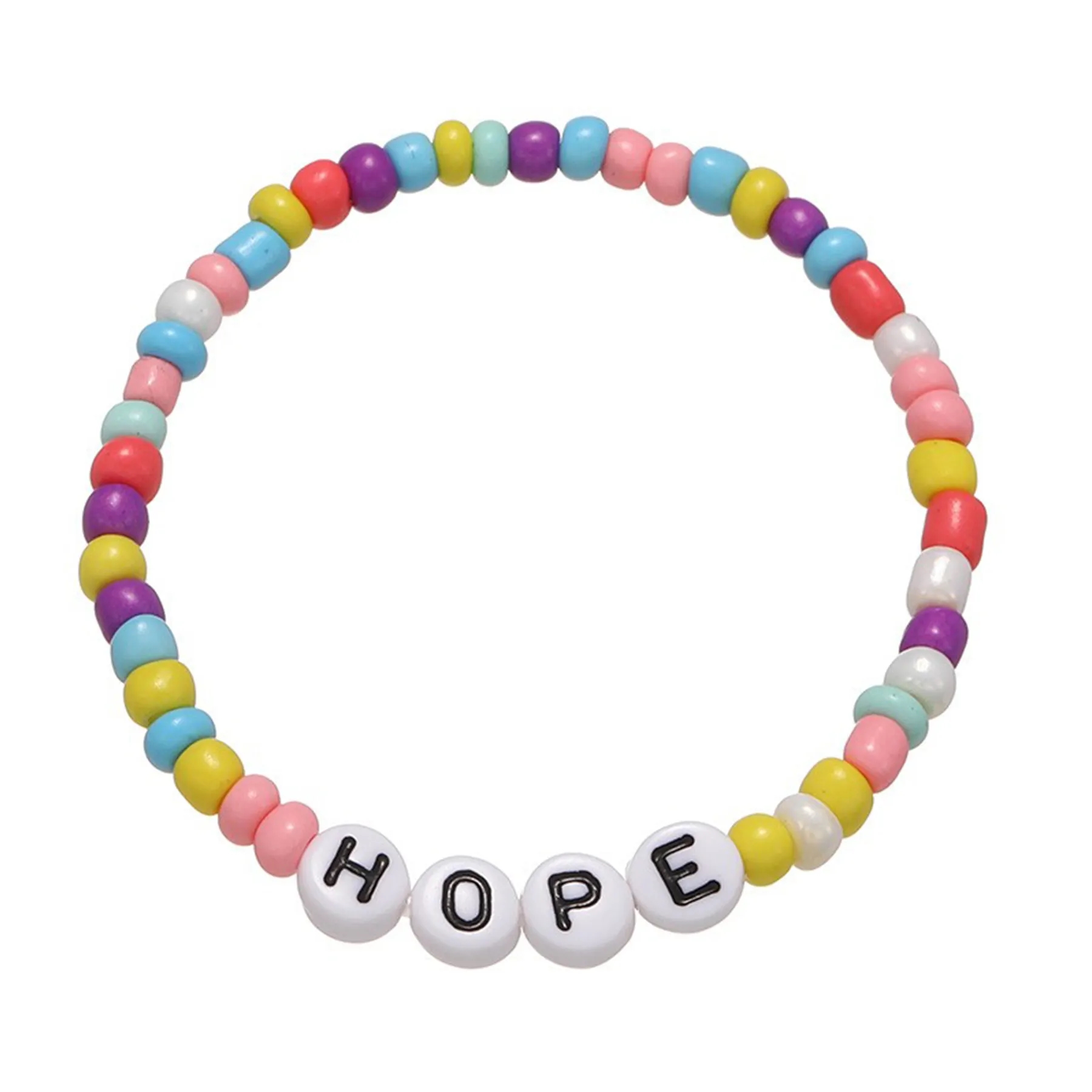 Beaded Letter Beads Elastic Bracelet 4