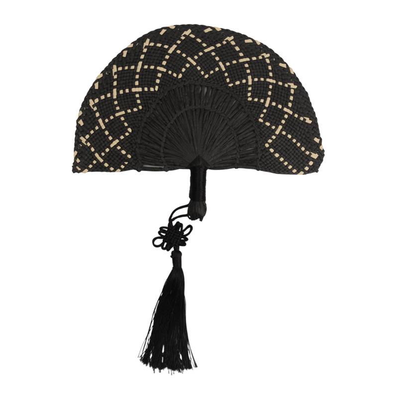 Handwoven Straw Fan with Tassel 3