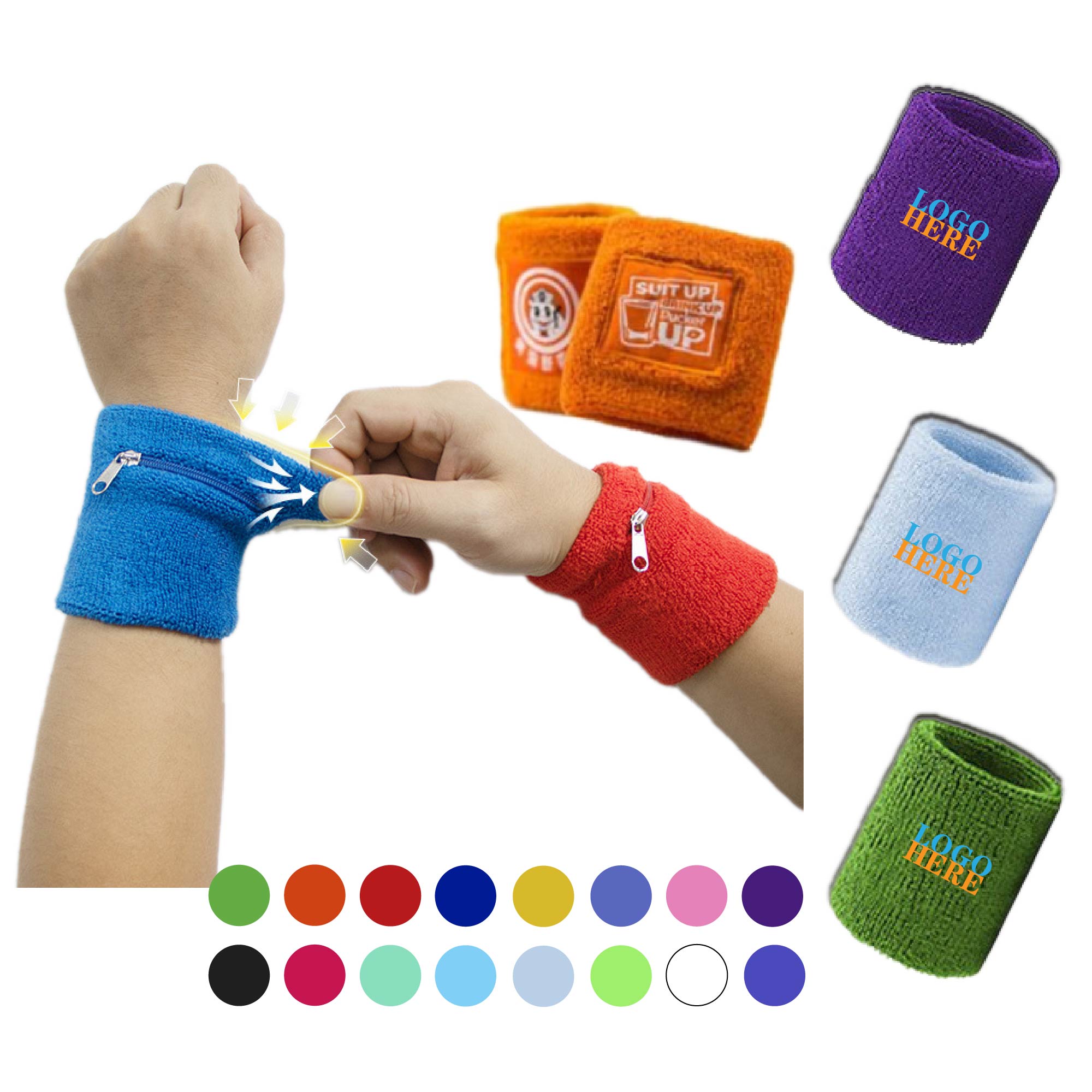 Full Color Wrist Wallet Sports Wristband With Zipper 2