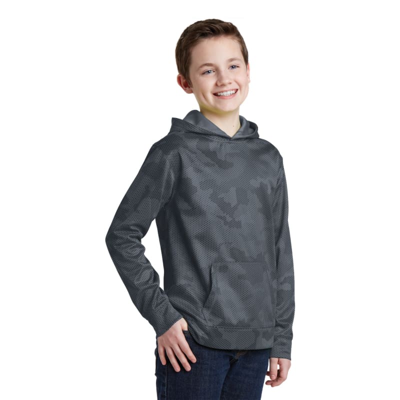 Sport-Tek Youth Sport-Wick CamoHex Fleece Hooded Pullover. 9