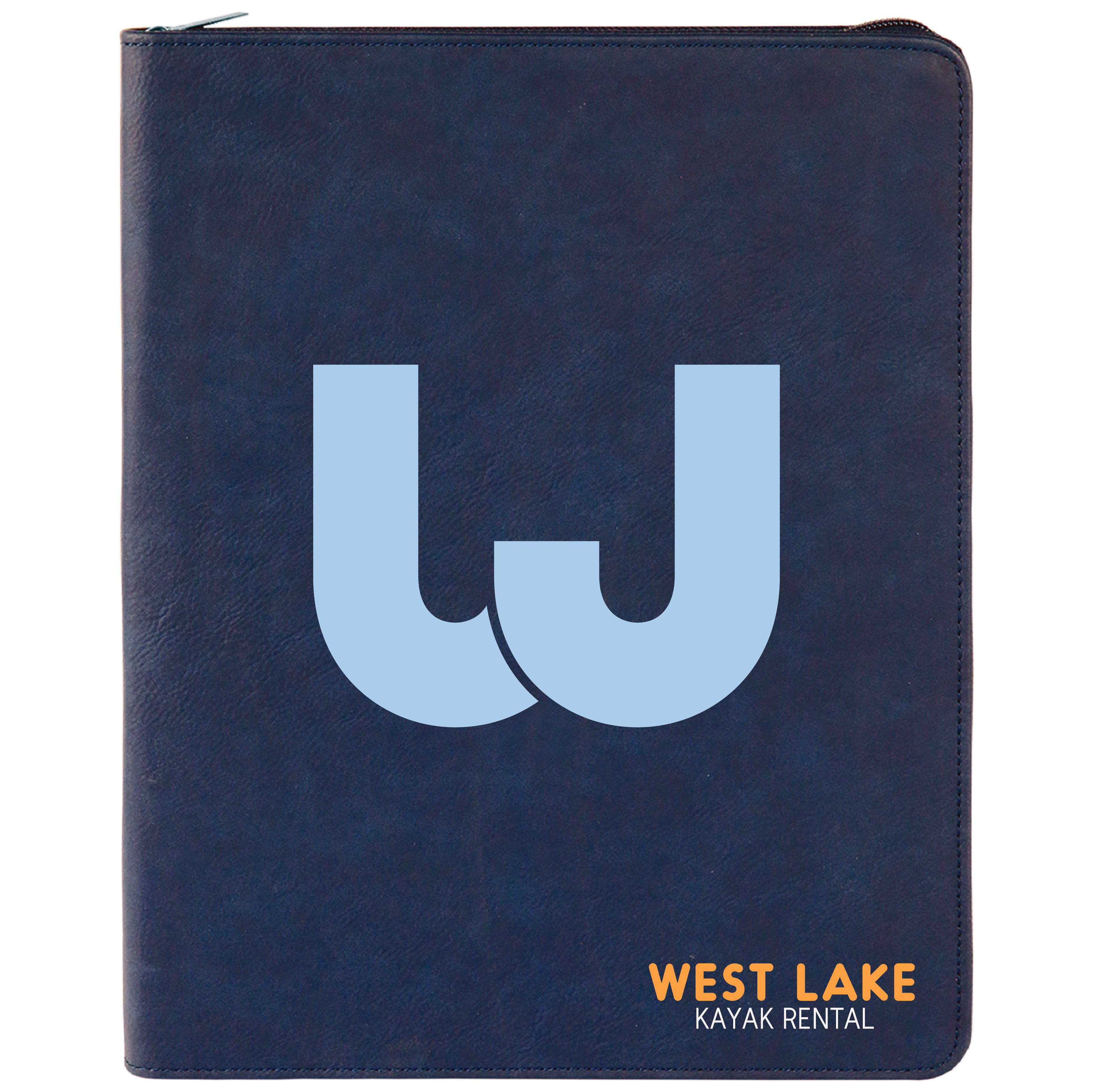 9" x 12" Leatherette Blue/Black Portfolio with Zipper 9