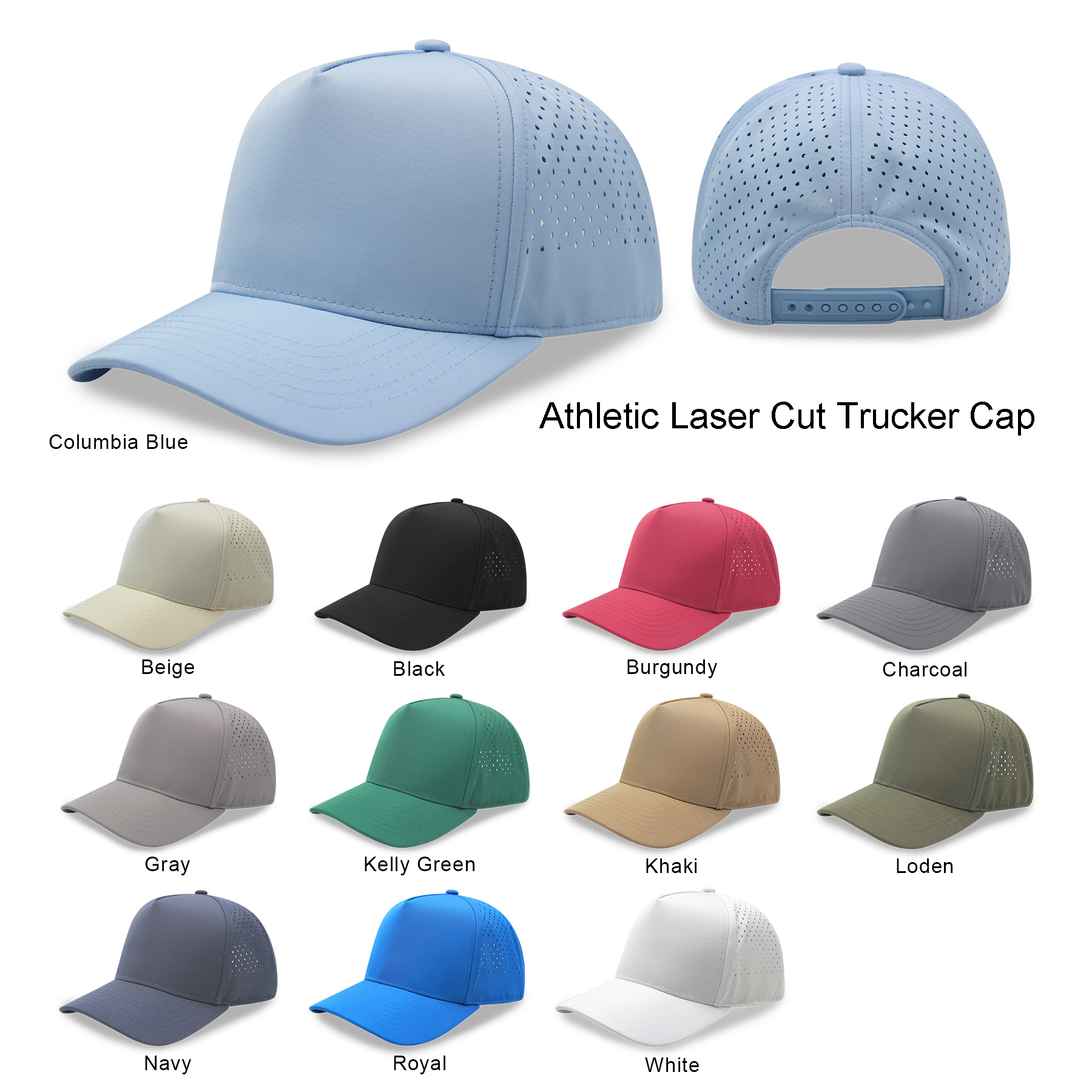 Athletic Golf Cap laser cut meshback