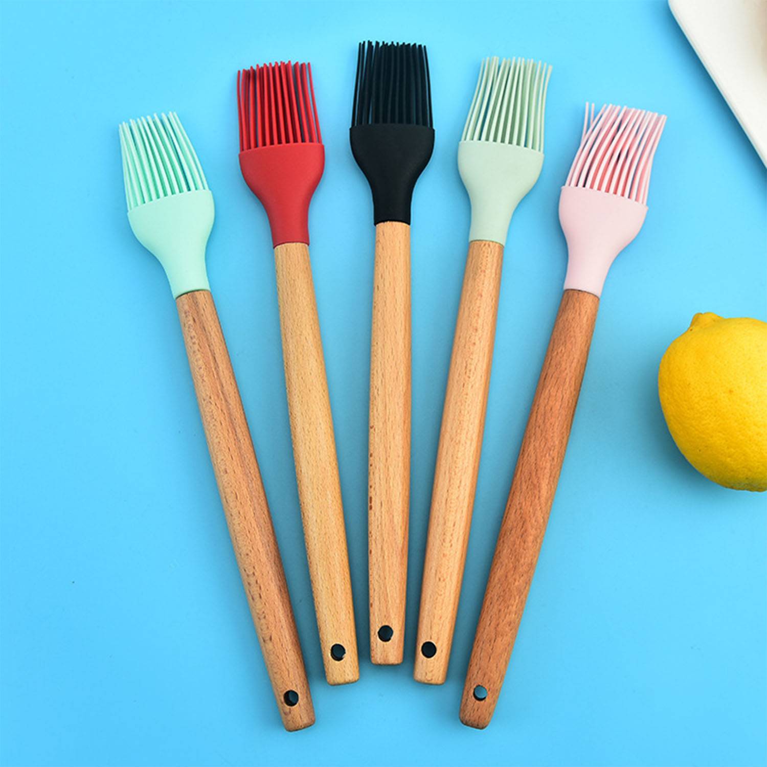 Silicone Kitchen Brush with Wooden Handle, Optional Cooking 3