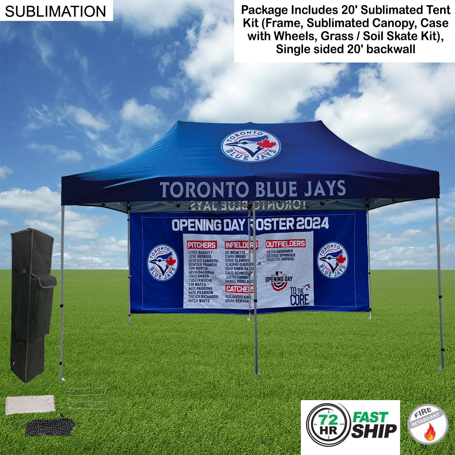72Hr Fast Ship - 20' Tent Backwall Package, 20' Sublimated Tent kit and Single sided 20' backwall 23