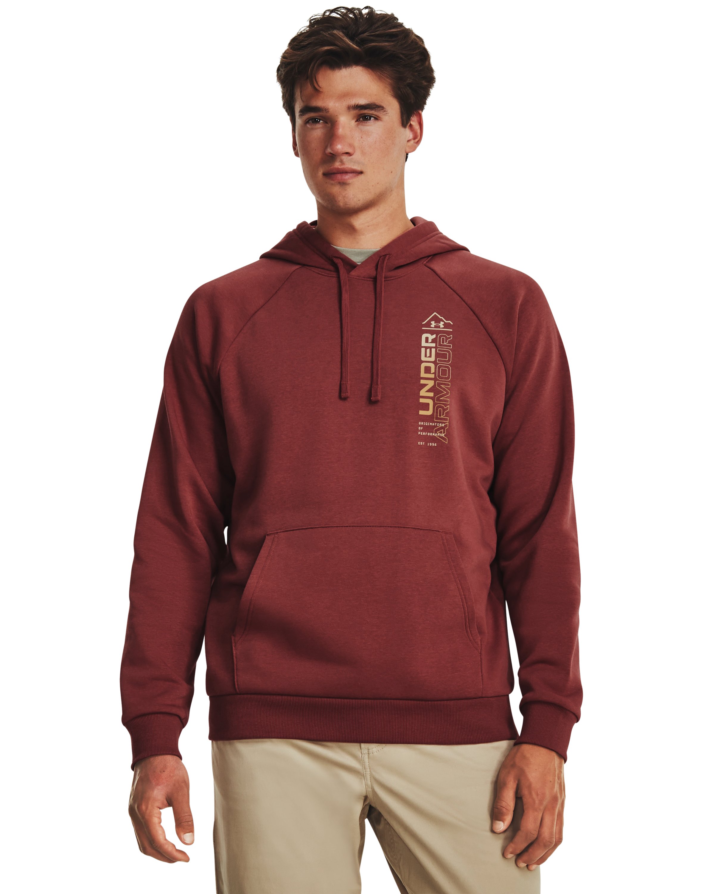 Men's UA Rival Fleece Wordmark Hoodie, custom hoodie or sweatshirt with logo imprint 5